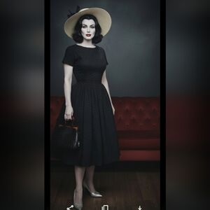 Vintage 60s Black Eyelet Day Dress L